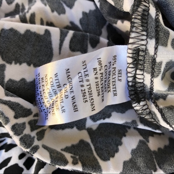 Connected Apparel Dress Wrap Front Black White V-Neck Stretch 10 - Picture 6 of 6